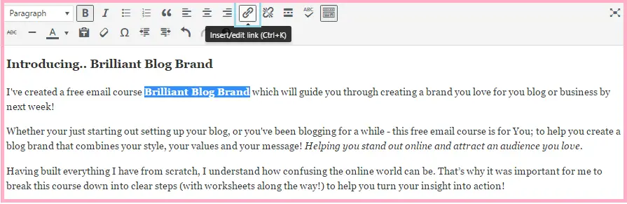 How To Add A Link To Text and Images In WordPress 1