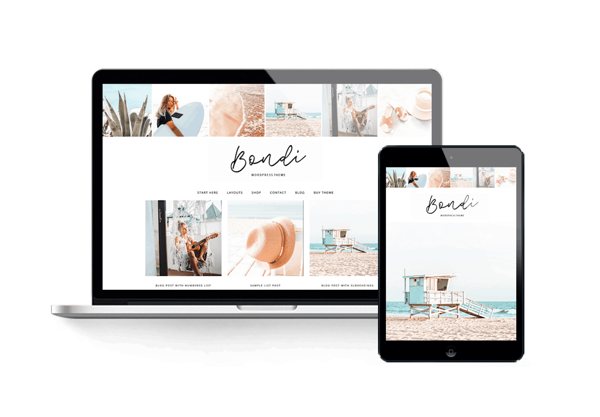 Bondi feminine wordpress theme travel blog-layout