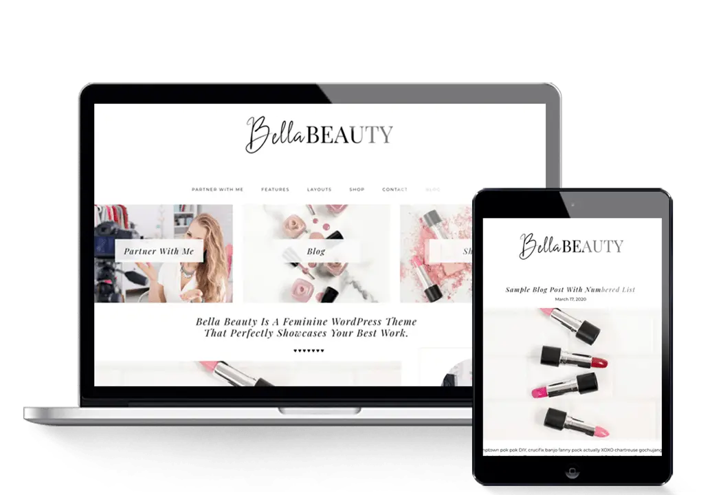 bella beauty feminine wordpress theme design